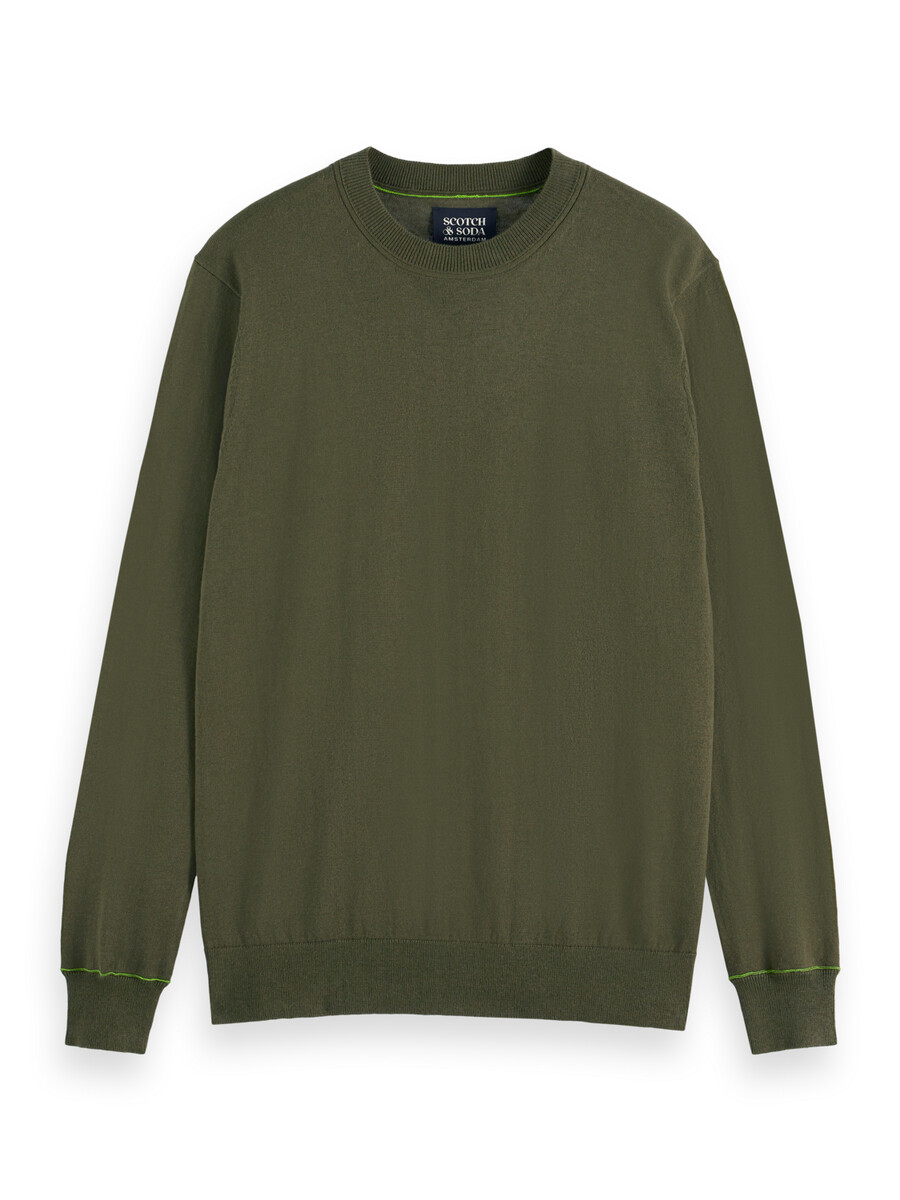 jersey de cuello redondo de corte regular en mezcla de lino