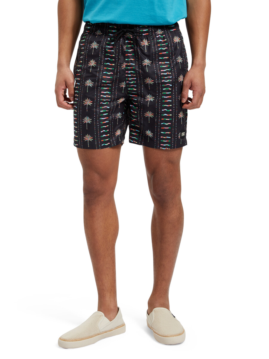 shorts de baño de longitud media con estampado integral