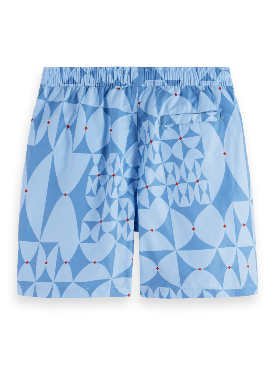 shorts de baño de longitud media con estampado de diamantes