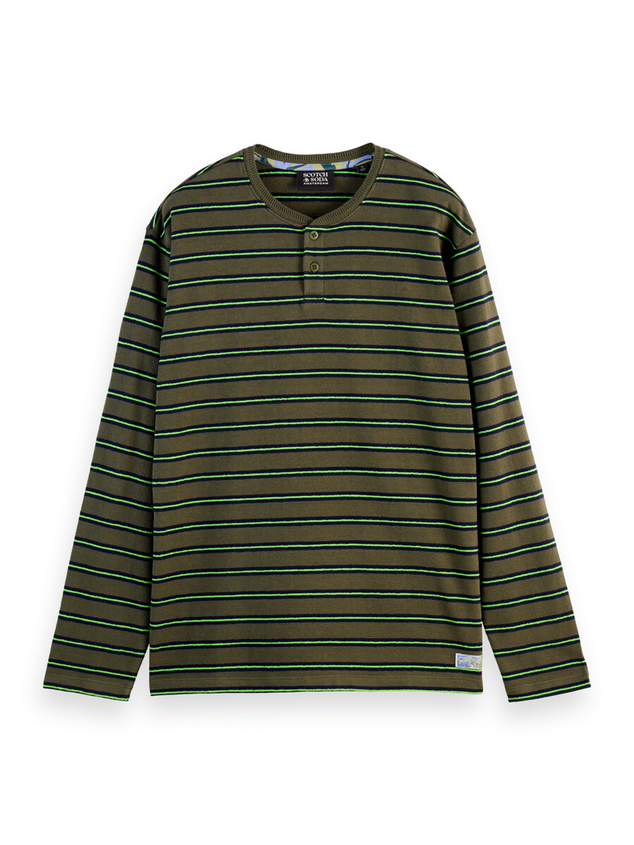 camiseta de manga larga con rayas texturizadas y corte relajado
