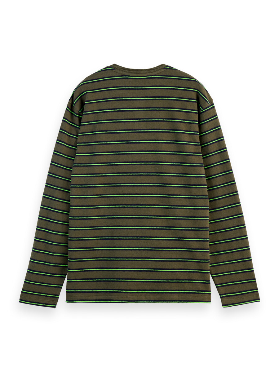 camiseta de manga larga con rayas texturizadas y corte relajado