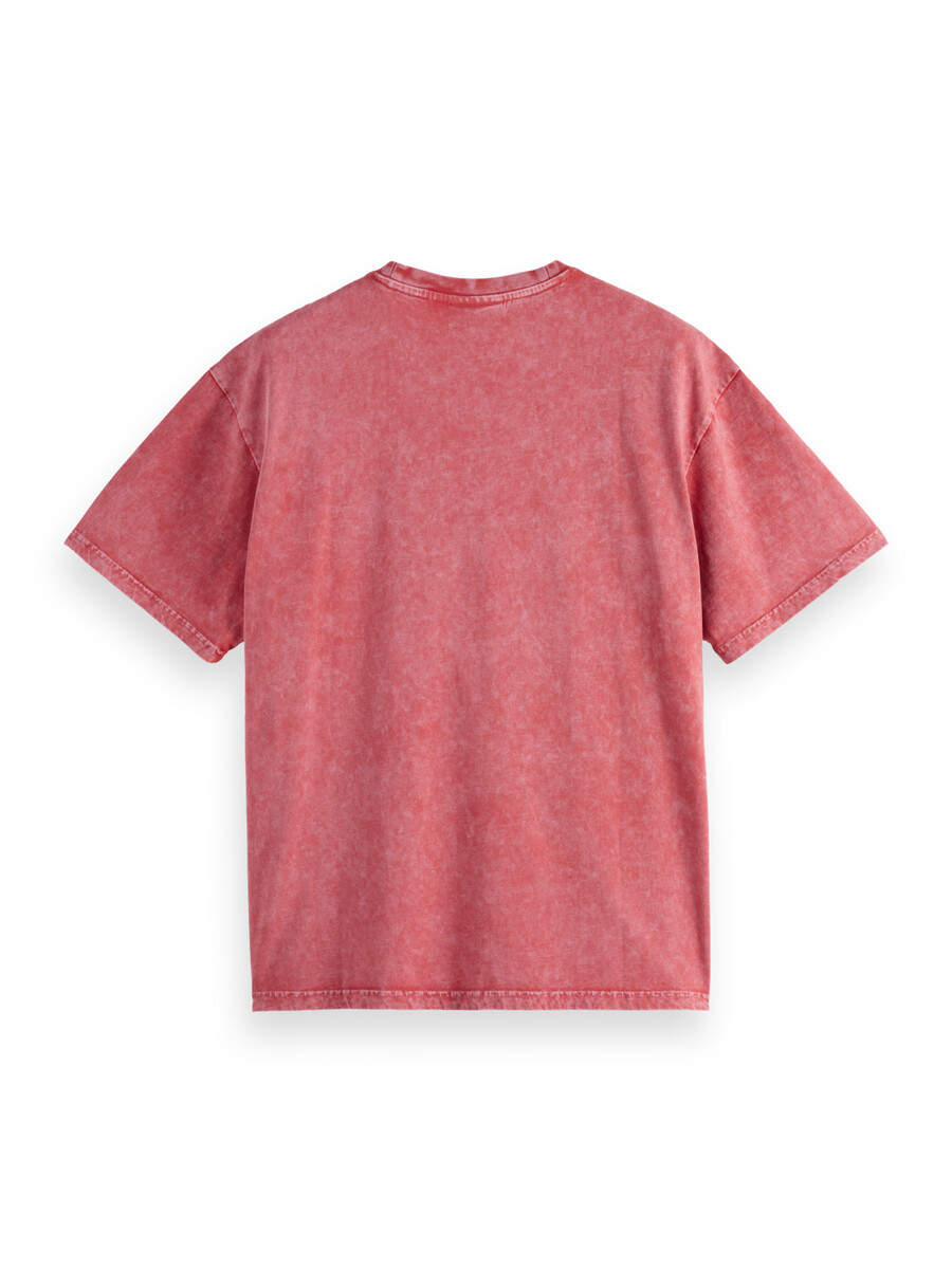 camiseta lavada de corte relajado con bolsillo delantero