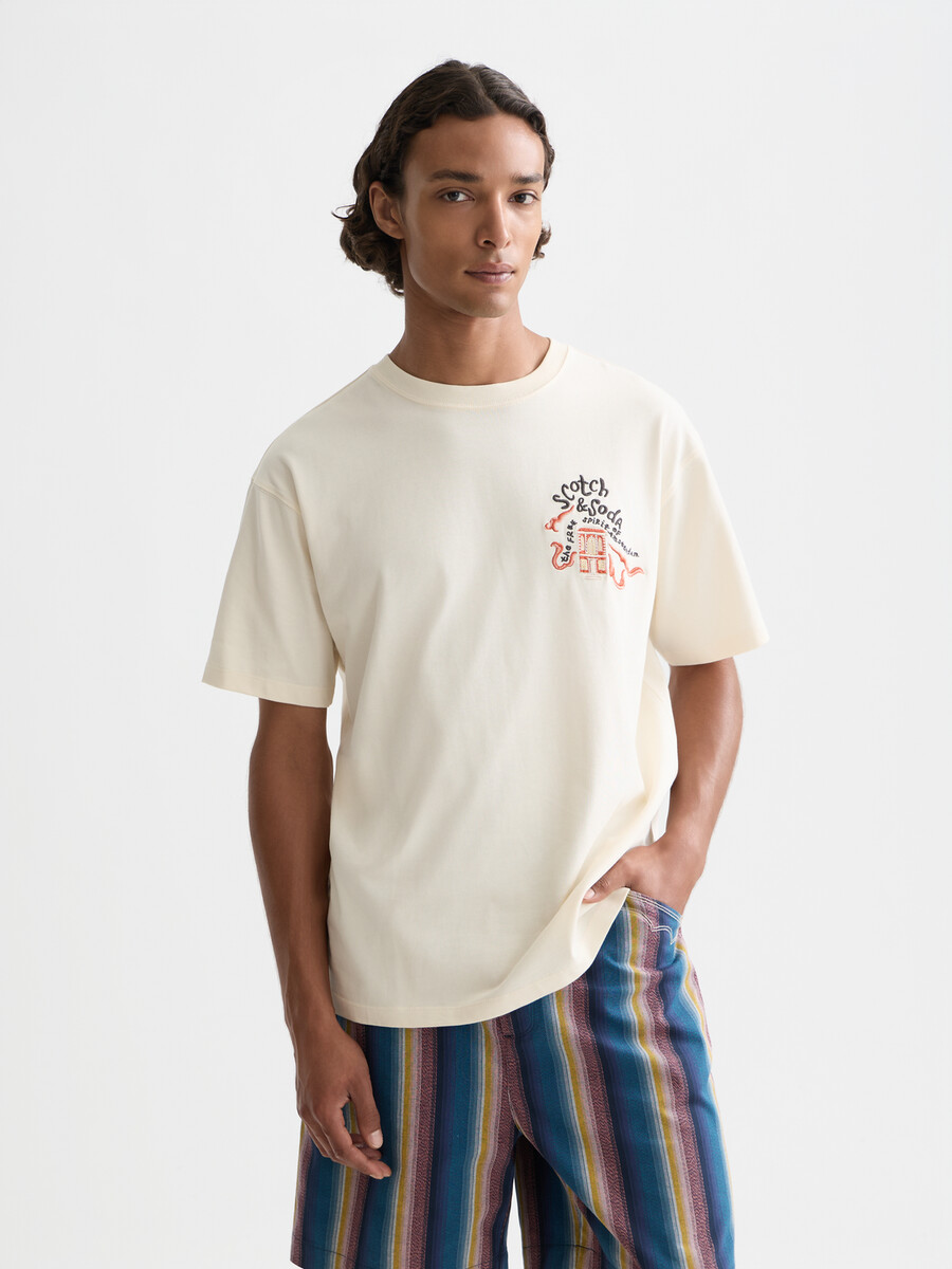 camiseta bordada de corte relajado del 40.º aniversario